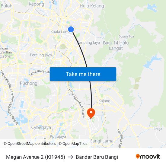 Megan Avenue 2 (Kl1945) to Bandar Baru Bangi map