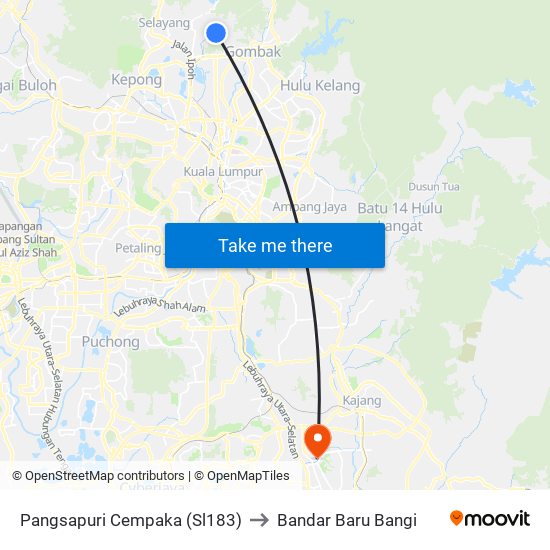 Pangsapuri Cempaka (Sl183) to Bandar Baru Bangi map