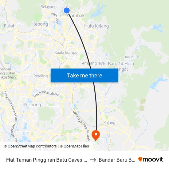 Flat Taman Pinggiran Batu Caves (Sl192) to Bandar Baru Bangi map