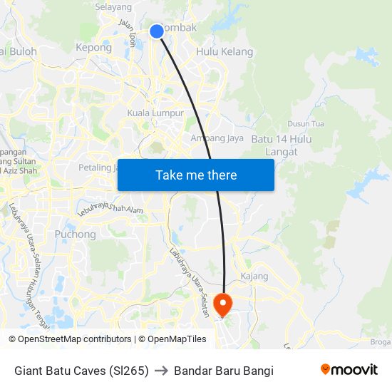 Giant Batu Caves (Sl265) to Bandar Baru Bangi map
