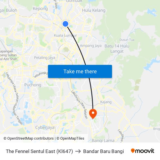 The Fennel Sentul East (Kl647) to Bandar Baru Bangi map