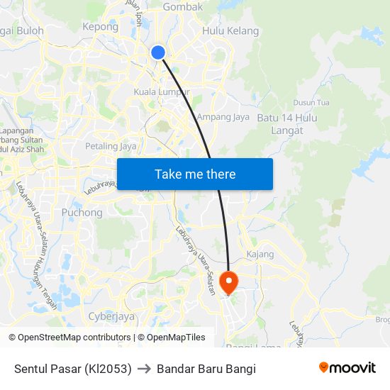 Sentul Pasar (Kl2053) to Bandar Baru Bangi map