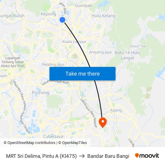 MRT Sri Delima, Pintu A (Kl475) to Bandar Baru Bangi map