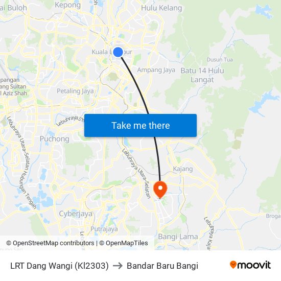 LRT Dang Wangi (Kl2303) to Bandar Baru Bangi map