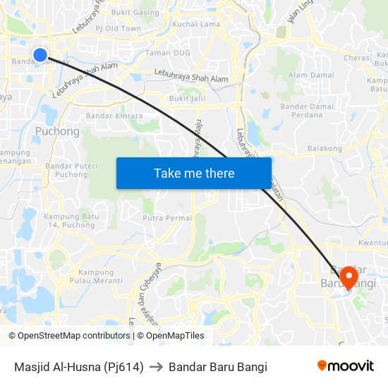 Masjid Al-Husna (Pj614) to Bandar Baru Bangi map