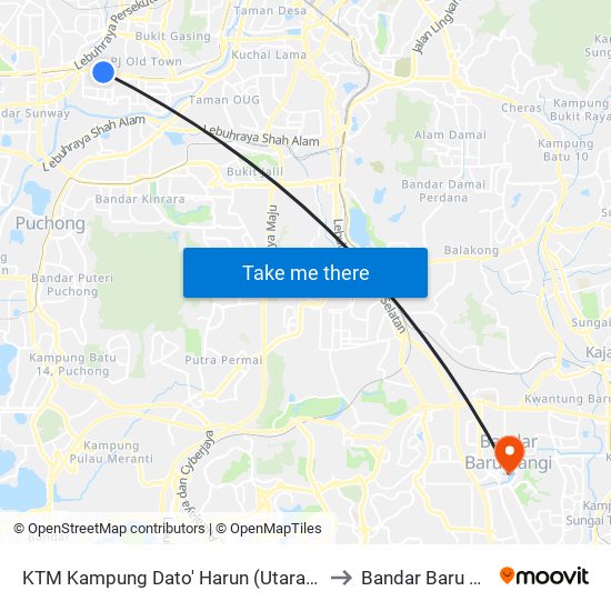 KTM Kampung Dato' Harun (Utara) (Pj740) to Bandar Baru Bangi map