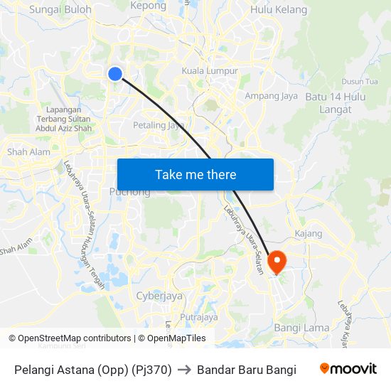 Pelangi Astana (Opp) (Pj370) to Bandar Baru Bangi map