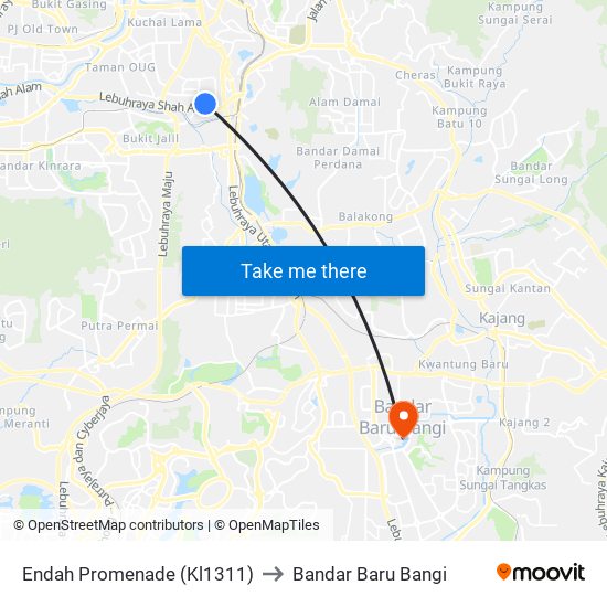 Endah Promenade (Kl1311) to Bandar Baru Bangi map