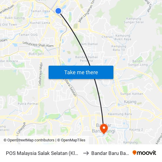 POS Malaysia Salak Selatan (Kl308) to Bandar Baru Bangi map