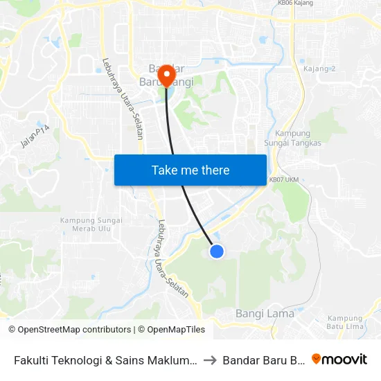 Fakulti Teknologi & Sains Maklumat UKM to Bandar Baru Bangi map