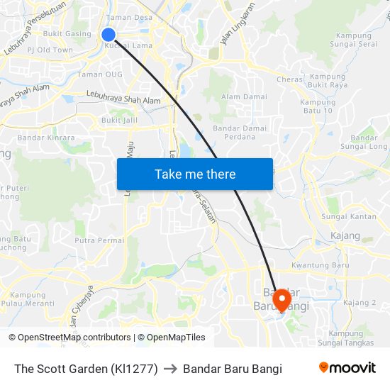 The Scott Garden (Kl1277) to Bandar Baru Bangi map