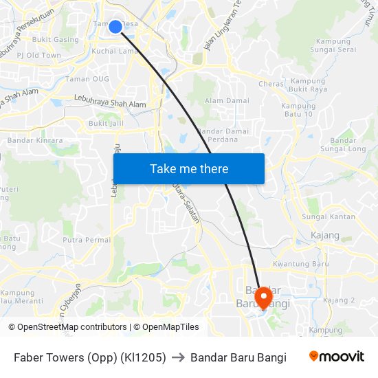 Faber Towers (Opp) (Kl1205) to Bandar Baru Bangi map