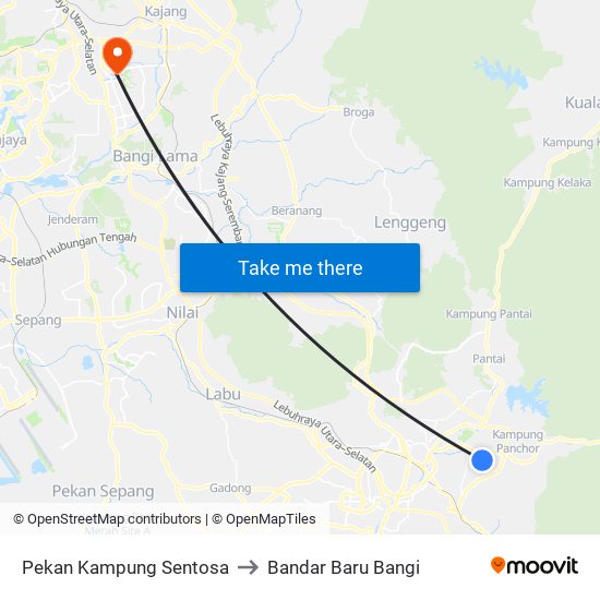 Pekan Kampung Sentosa to Bandar Baru Bangi map