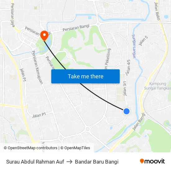 Surau Abdul Rahman Auf to Bandar Baru Bangi map