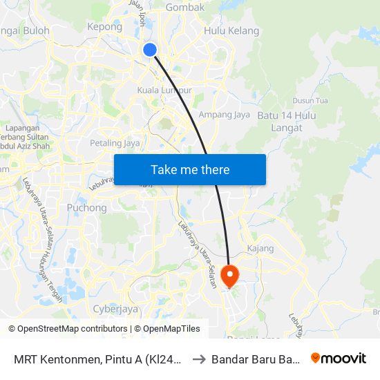 MRT Kentonmen, Pintu A (Kl2495) to Bandar Baru Bangi map