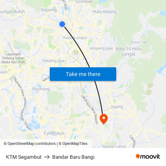 KTM Segambut to Bandar Baru Bangi map