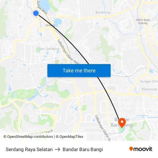 Serdang Raya Selatan to Bandar Baru Bangi map