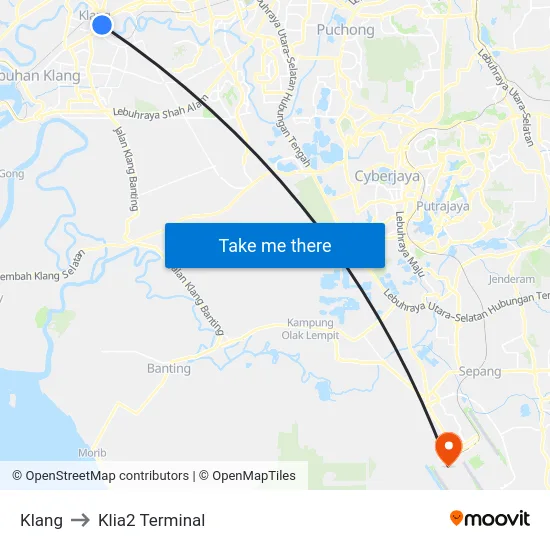 Klang to Klia2 Terminal map