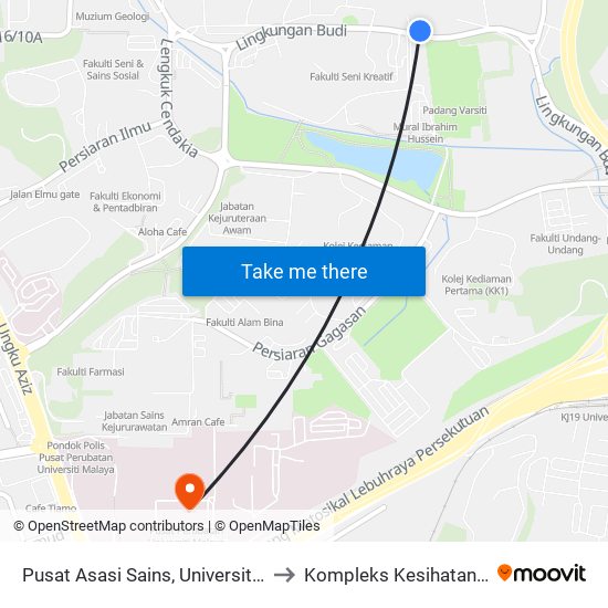 Pusat Asasi Sains, Universiti Malaya (Kl1108) to Kompleks Kesihatan Ibu Dan Anak map