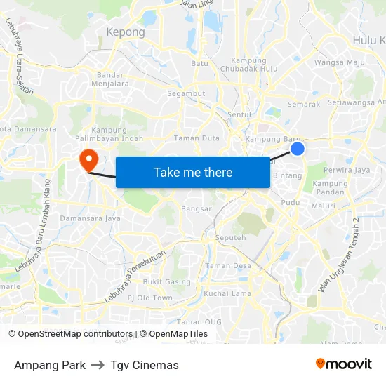 Ampang Park to Tgv Cinemas map