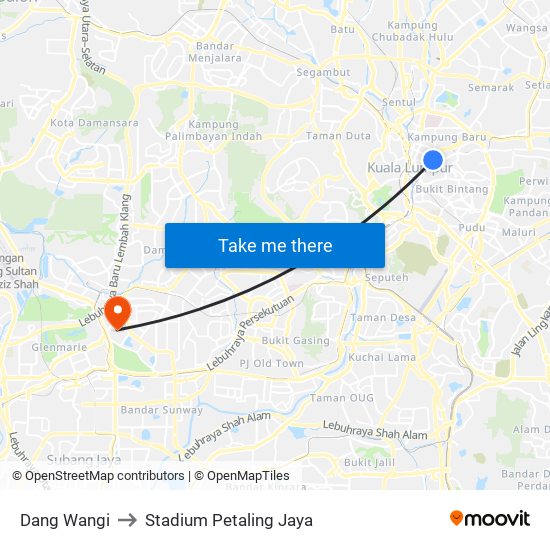 Dang Wangi to Stadium Petaling Jaya map