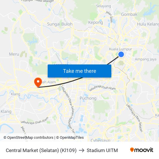 Central Market (Selatan) (Kl109) to Stadium UITM map