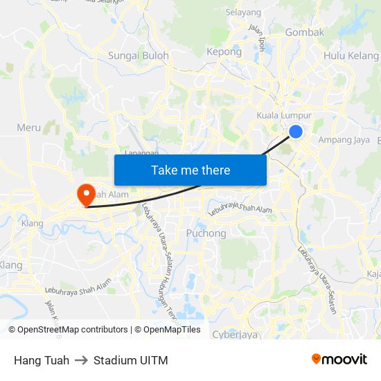 Hang Tuah to Stadium UITM map