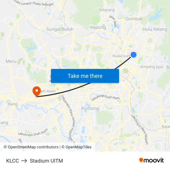KLCC to Stadium UITM map