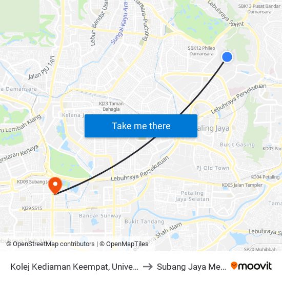 Kolej Kediaman Keempat, Universiti Malaya (Kl2348) to Subang Jaya Medical Centre map