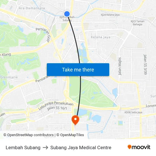 Lembah Subang to Subang Jaya Medical Centre map