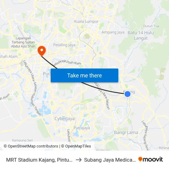 MRT Stadium Kajang, Pintu A (Kj822) to Subang Jaya Medical Centre map
