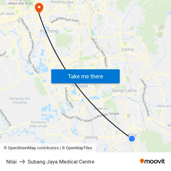 Nilai to Subang Jaya Medical Centre map