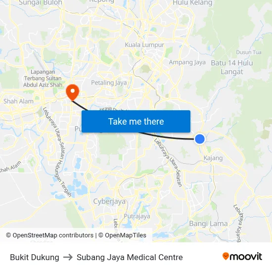 Bukit Dukung to Subang Jaya Medical Centre map