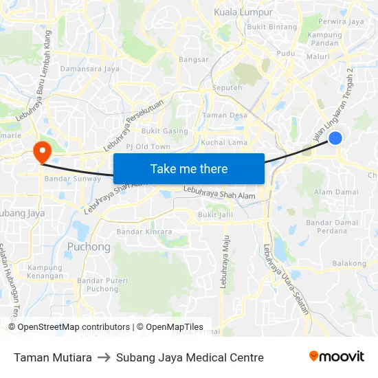 Taman Mutiara to Subang Jaya Medical Centre map