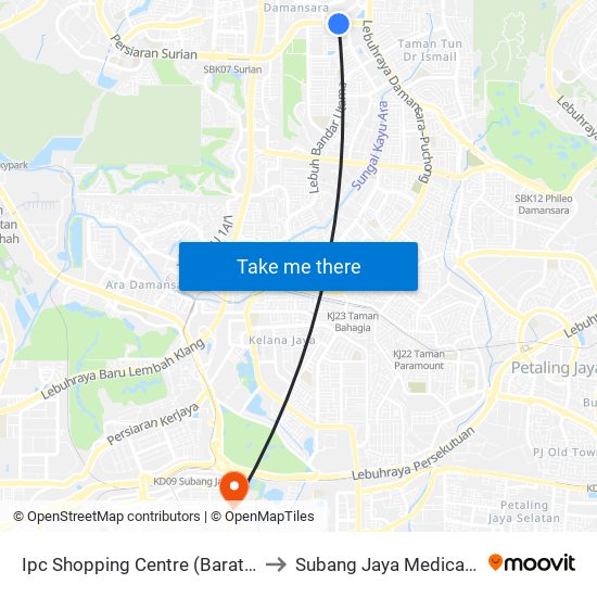 Ipc Shopping Centre (Barat) (Pj533) to Subang Jaya Medical Centre map