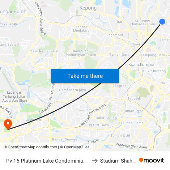 Pv 16 Platinum Lake Condominium (Kl1520) to Stadium Shah Alam map