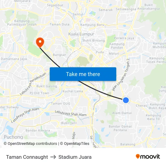 Taman Connaught to Stadium Juara map