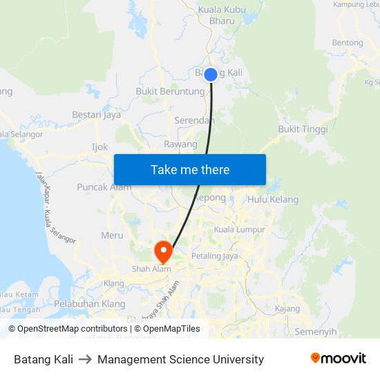 Batang Kali to Management Science University map