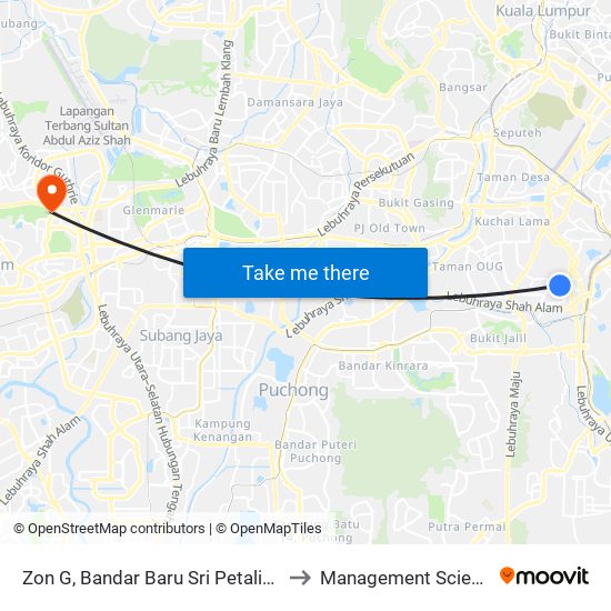 Zon G, Bandar Baru Sri Petaling (Utara) (Kl1304) to Management Science University map