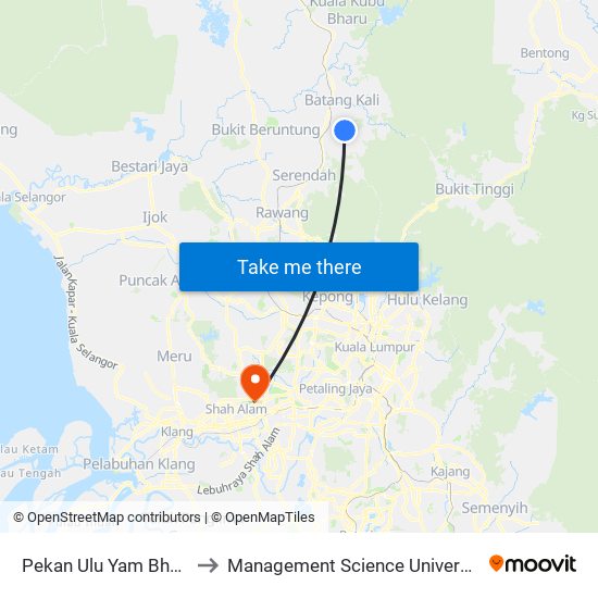 Pekan Ulu Yam Bharu to Management Science University map