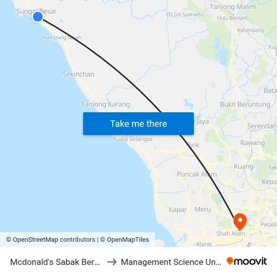 Mcdonald's Sabak Bernam Dt to Management Science University map