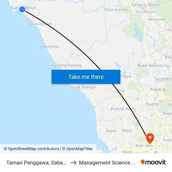 Taman Penggawa, Sabak Bernam to Management Science University map
