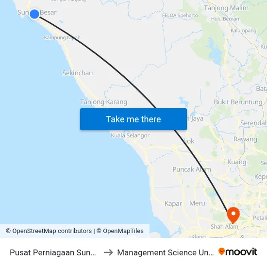 Pusat Perniagaan Sungai Iljas to Management Science University map