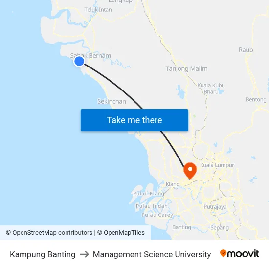 Kampung Banting to Management Science University map