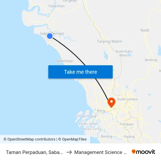 Taman Perpaduan, Sabak Bernam to Management Science University map