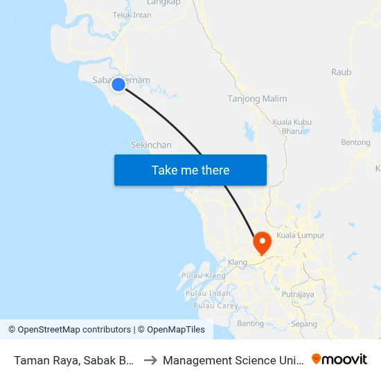 Taman Raya, Sabak Bernam to Management Science University map