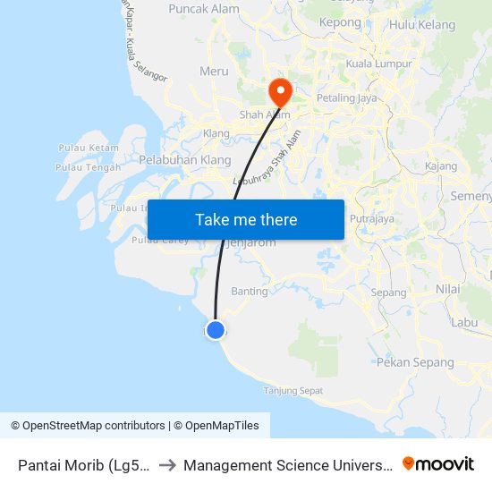 Pantai Morib (Lg50) to Management Science University map