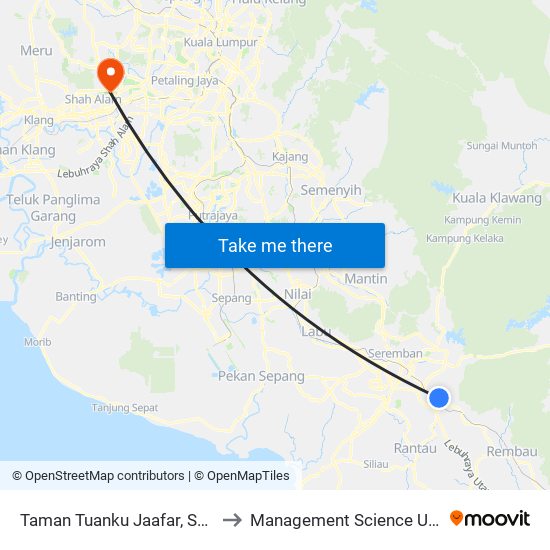 Taman Tuanku Jaafar, Senawang to Management Science University map