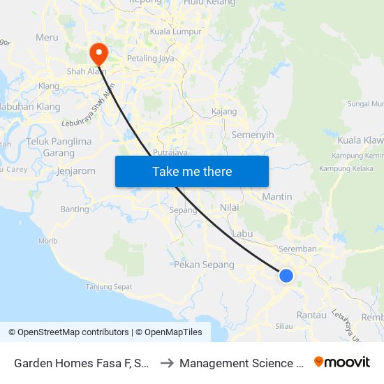 Garden Homes Fasa F, Seremban 2 to Management Science University map