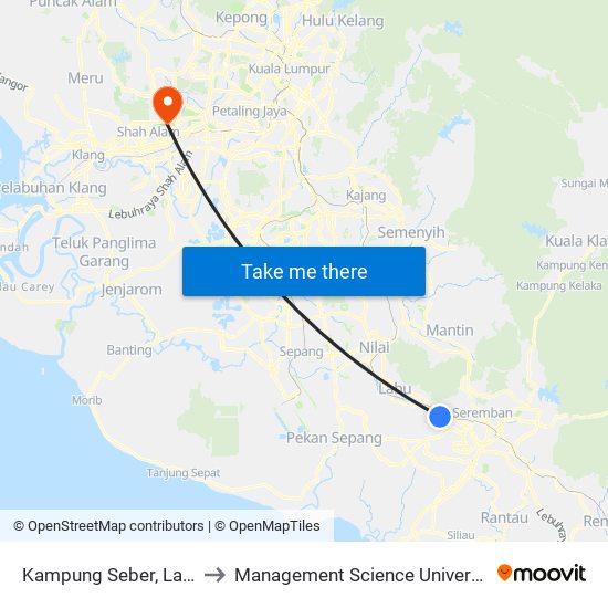 Kampung Seber, Labu to Management Science University map